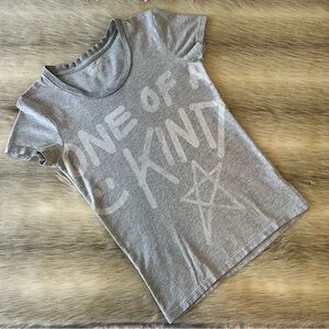 Y2K LnL “ONE OF A KIND” Graphic Baby Tee Short Sleeve Gray S NORDSTROMS Cotton